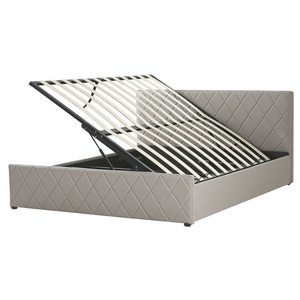 Letto contenitore Tappezzeria in pelle sintetica color talpa 160 x 200 cm con base a doghe Testiera trapuntata a diamante