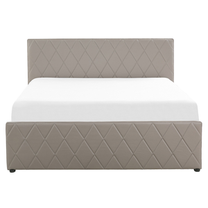 Letto contenitore Tappezzeria in pelle sintetica color talpa 160 x 200 cm con base a doghe Testiera trapuntata a diamante