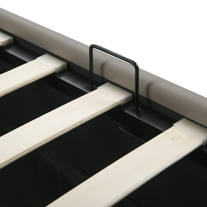 Letto contenitore Tappezzeria in pelle sintetica color talpa 180 x 200 cm con base a doghe Testiera trapuntata a diamante