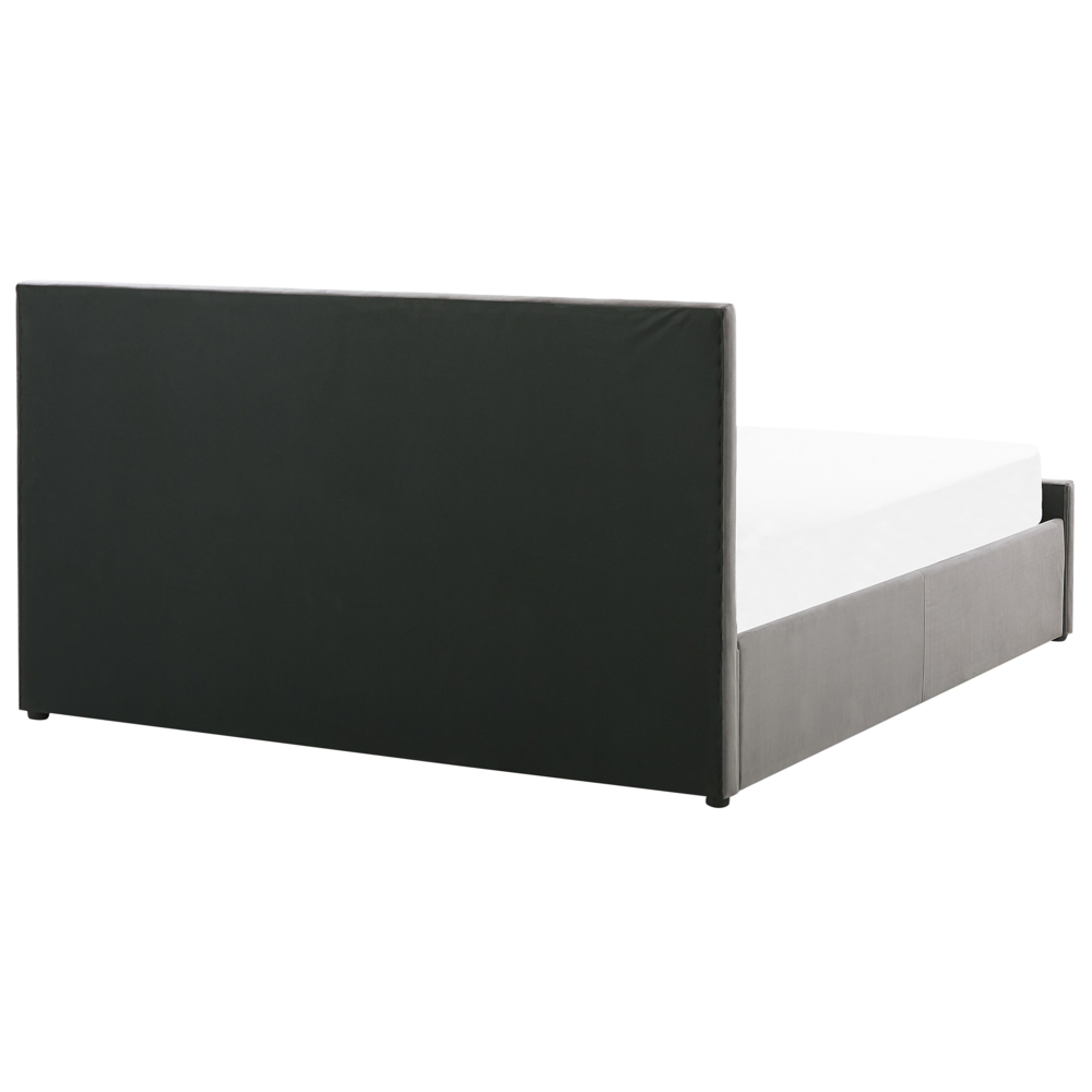 Letto contenitore tappezzeria in velluto grigio matrimoniale 140 x 200 cm con testiera trapuntata a rombi con base a doghe
