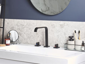 Miscelatore per lavabo Rubinetto a doppia leva per bagno moderno in ottone Nero opaco in metallo