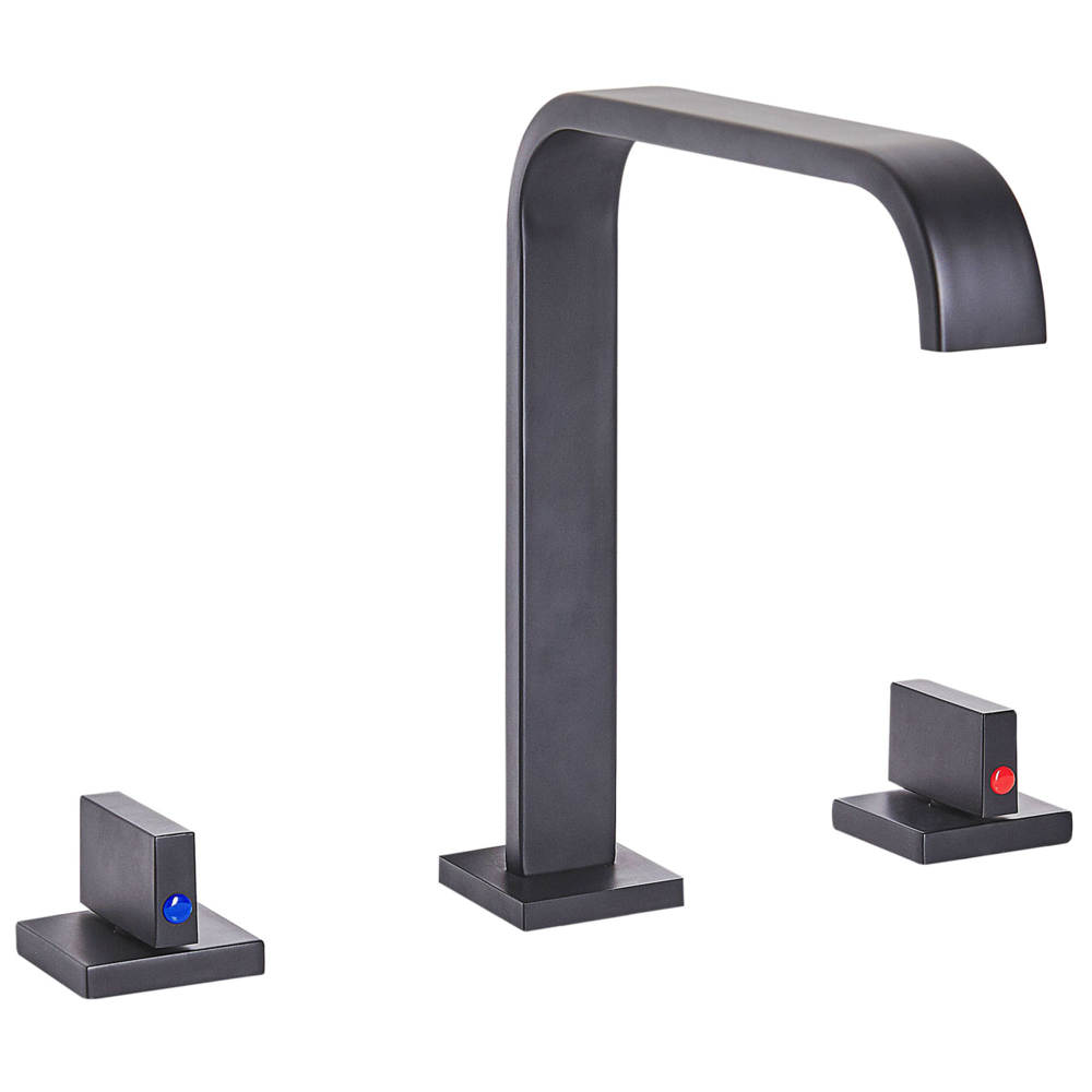 Miscelatore per lavabo Rubinetto a doppia leva per bagno moderno in ottone Nero opaco in metallo