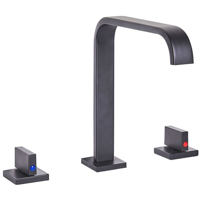 Miscelatore per lavabo Rubinetto a doppia leva per bagno moderno in ottone Nero opaco in metallo