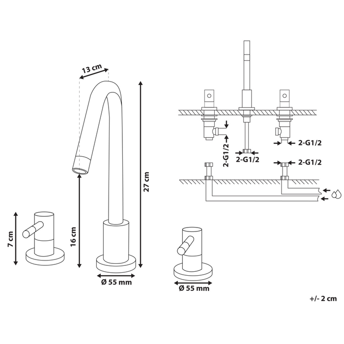Rubinetto miscelatore per lavabo in ottone metallico opaco nero rubinetto moderno del bagno a doppia leva