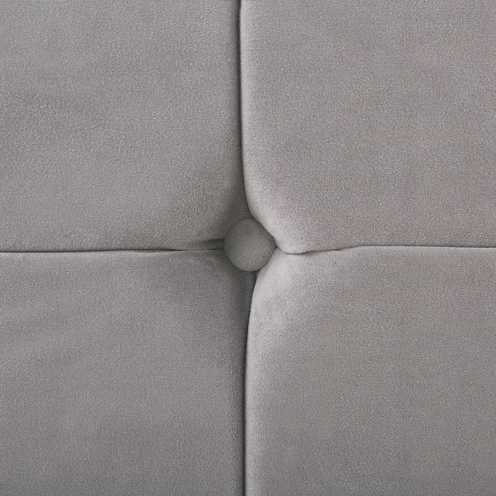 Letto in velluto grigio tappezzeria matrimoniale 180 x 200 cm con rete a doghe e testiera capitonné con bottoni