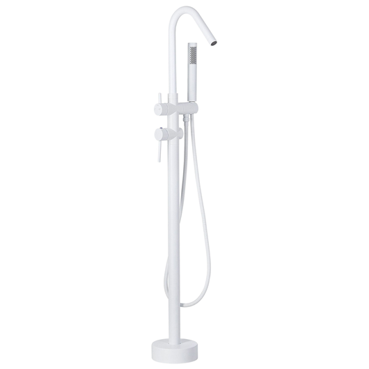 Rubinetto vasca da bagno bianco opaco freestanding 118 cm con doccetta moderna