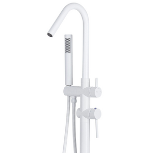 Rubinetto vasca da bagno bianco opaco freestanding 118 cm con doccetta moderna