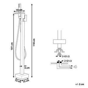 Miscelatore vasca da bagno cromato argento freestanding 118 cm accessori bagno moderno