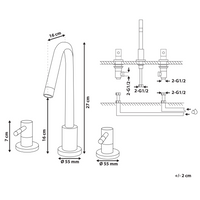 Rubinetto da Bagno per Lavabo in Ottone Dorato con Due Manopole moderno curvo sanitari