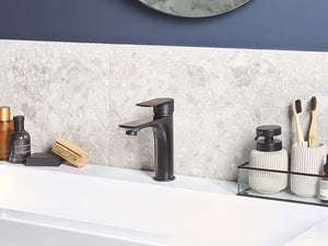 Miscelatore Lavabo Miscelatore Monocomando In Ottone Nero Opaco Bocca Piatta