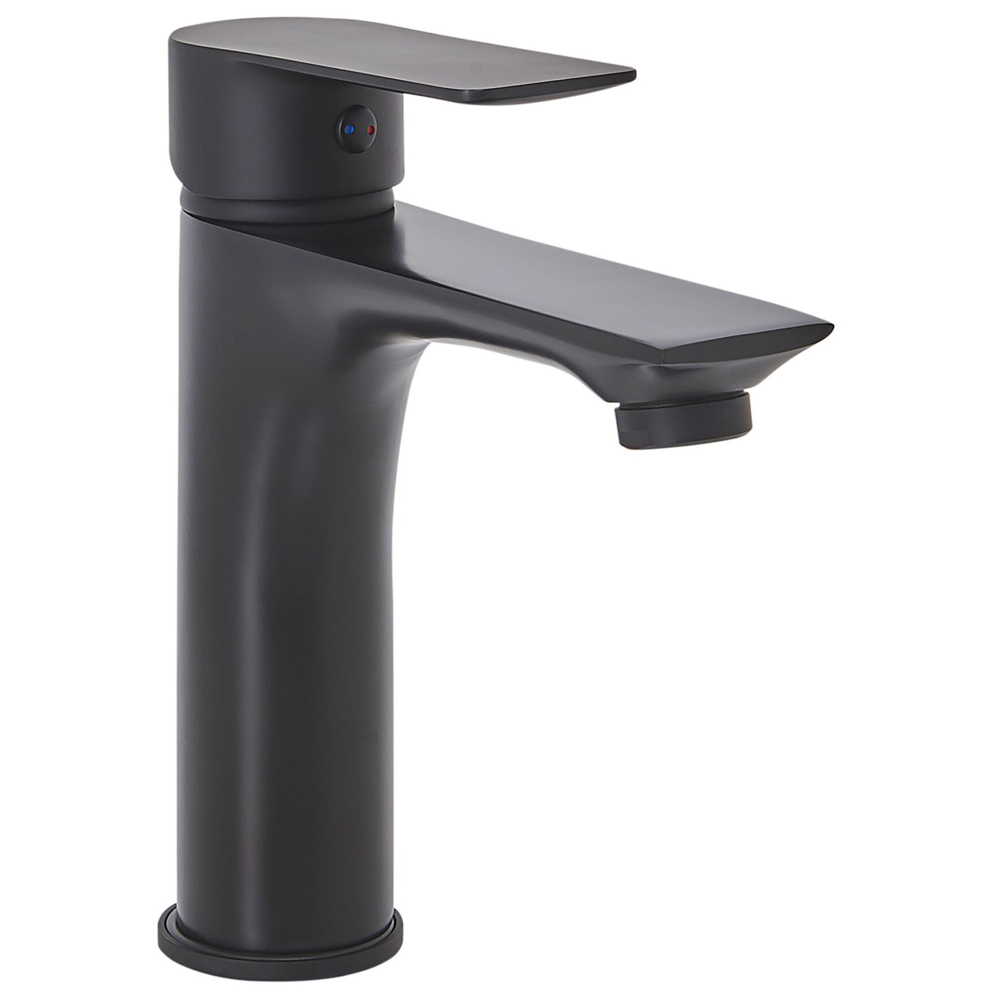 Miscelatore Lavabo Miscelatore Monocomando In Ottone Nero Opaco Bocca Piatta