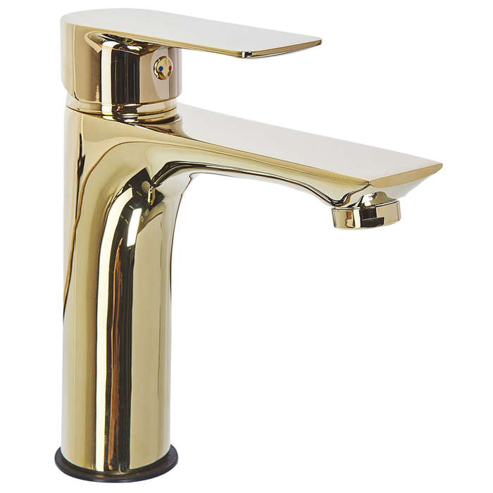 Miscelatore Lavabo Bocca Piatta Monocomando Ottone dorato moderno