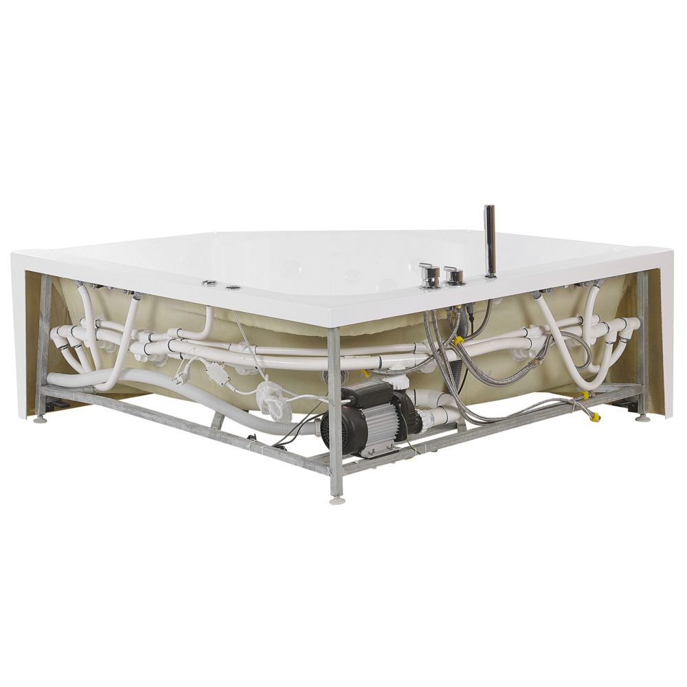 Vasca Idromassaggio Angolare Bianca con LED e getti massaggianti Design Moderno per 2 Persone