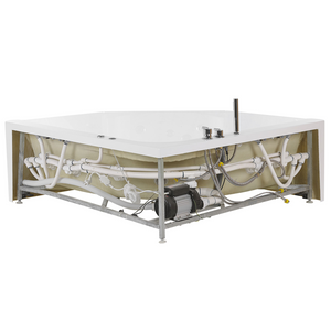 Vasca Idromassaggio Angolare Bianca con LED e getti massaggianti Design Moderno per 2 Persone