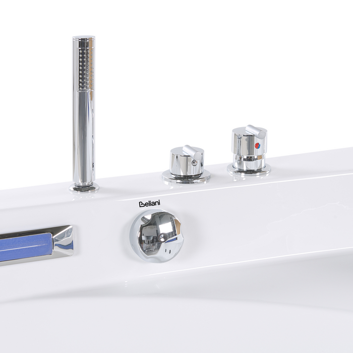 Vasca Idromassaggio Angolare Bianca con LED e getti massaggianti Design Moderno per 2 Persone