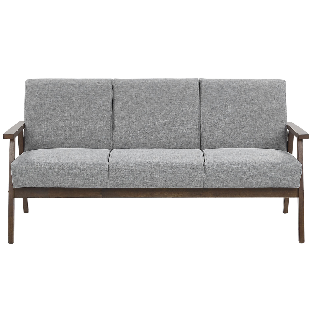 Divano grigio rivestimento in poliestere 3 posti design retrò struttura in legno divano del soggiorno