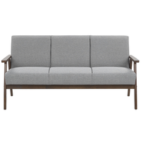 Divano grigio rivestimento in poliestere 3 posti design retrò struttura in legno divano del soggiorno