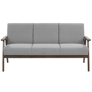 Divano grigio rivestimento in poliestere 3 posti design retrò struttura in legno divano del soggiorno