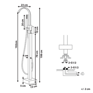 Rubinetto per vasca da bagno Rubinetto per vasca freestanding in ottone Nero opaco con doccetta a pavimento Design moderno