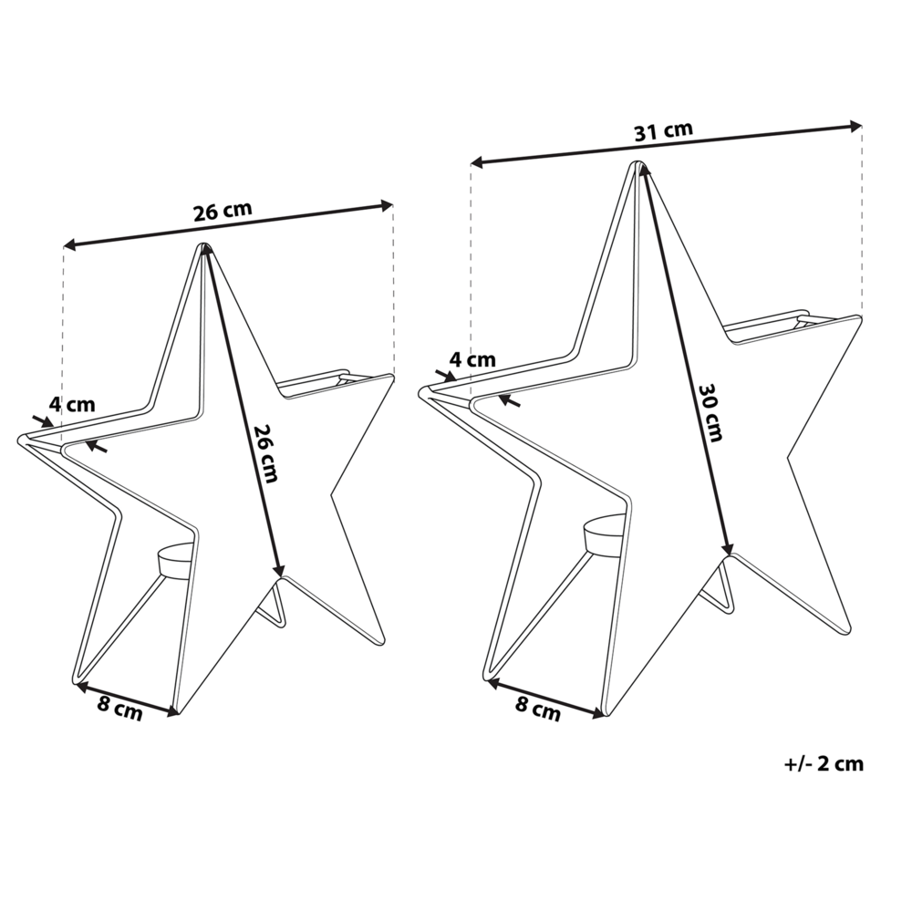 Set di 2 portacandele stelle in metallo argento ornamenti natalizi figure