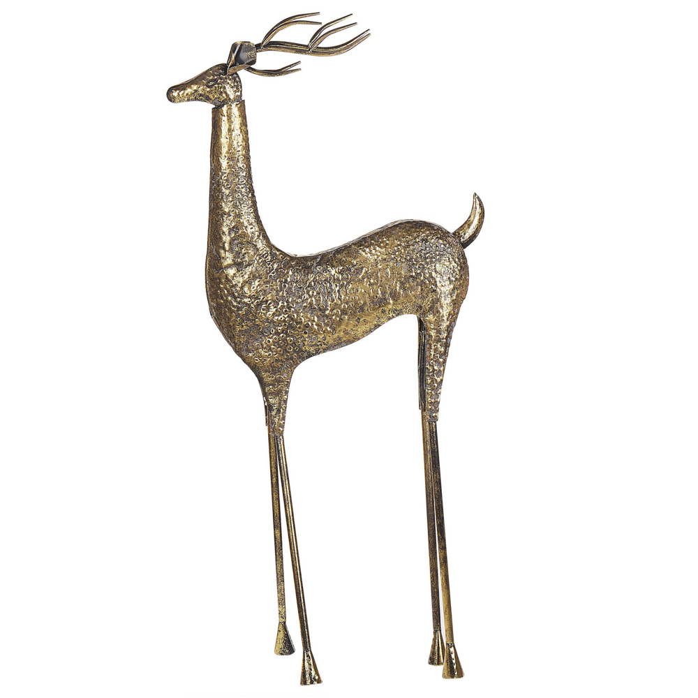 Statua dorato Renna Metallo Finitura Lucida 126 cm Natale Figura Statua decorativa