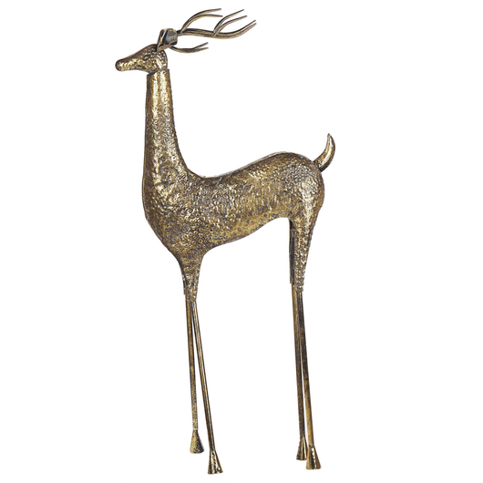 Statua dorato Renna Metallo Finitura Lucida 126 cm Natale Figura Statua decorativa