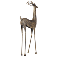 Statua dorato Renna Metallo Finitura Lucida 126 cm Natale Figura Statua decorativa