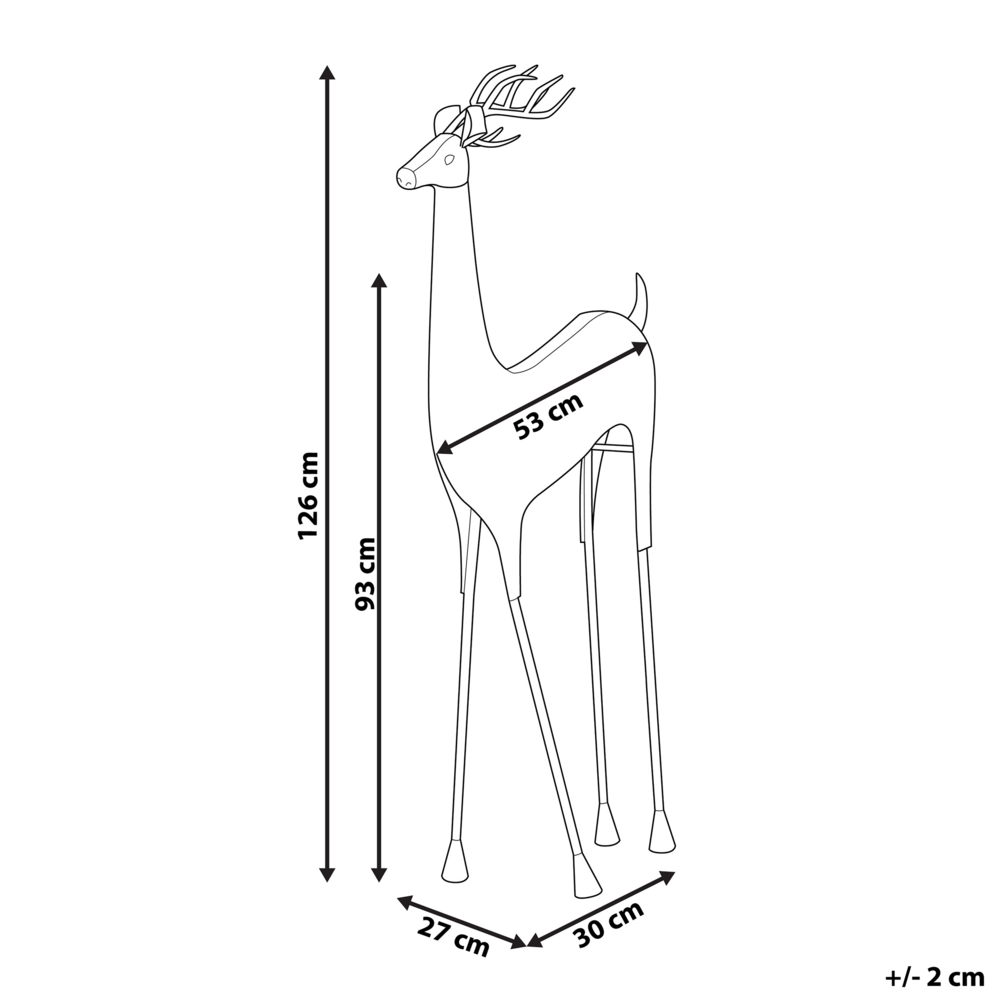 Statua dorato Renna Metallo Finitura Lucida 126 cm Natale Figura Statua decorativa