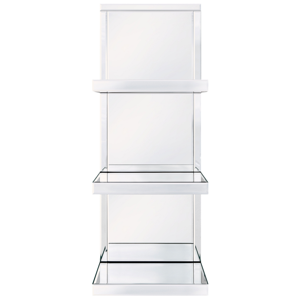 Mensola Bagno Effetto Specchio Argento 3 Gomme Vetro Temperato Glam Decorativo