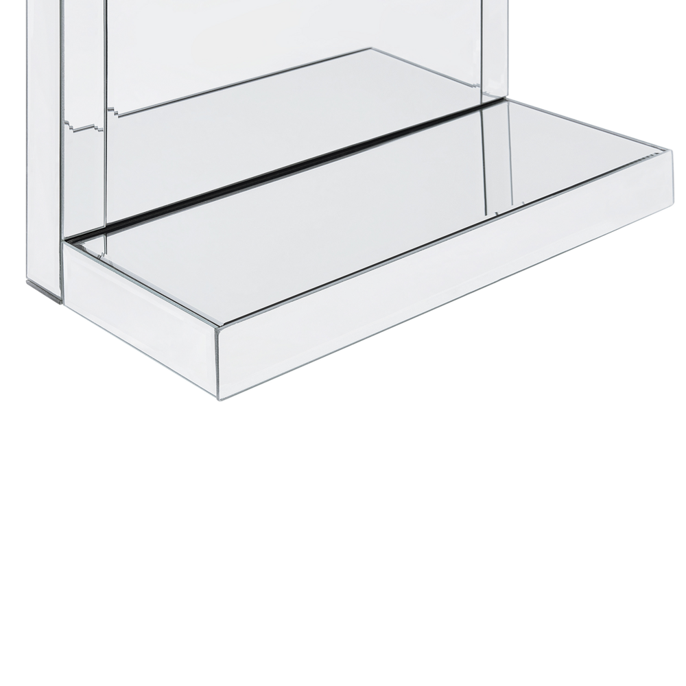 Mensola Bagno Effetto Specchio Argento 3 Gomme Vetro Temperato Glam Decorativo