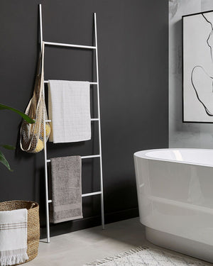 Portasciugamani in ferro bianco opaco a 5 binari Accessori per il bagno Portasciugamani in piedi Scaletta Design moderno