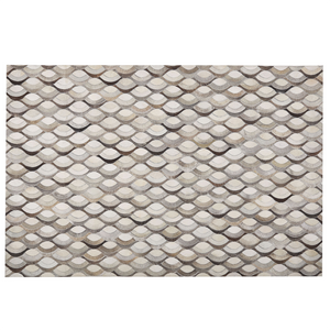 Tappeto tappetino Pelle Bovina Beige e Marrone 140 x 200 cm Motivo Patchwork Intreccio Retro