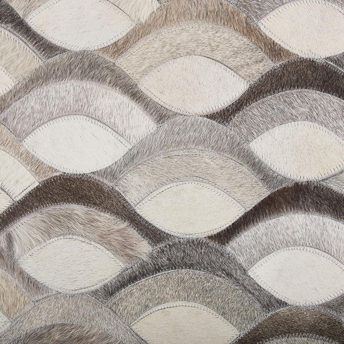 Tappeto tappetino Pelle Bovina Beige e Marrone 140 x 200 cm Motivo Patchwork Intreccio Retro