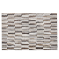 Tappeto rettangolare in pelle di vacchetta beige e marrone 140 x 200 cm Patchwork retrò