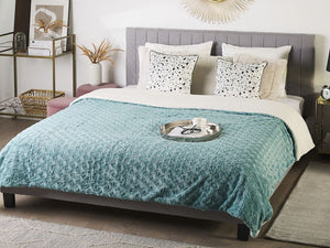 Copriletto in morbido tessuto verde chiaro 200 x 220 cm Fodera in pile sherpa