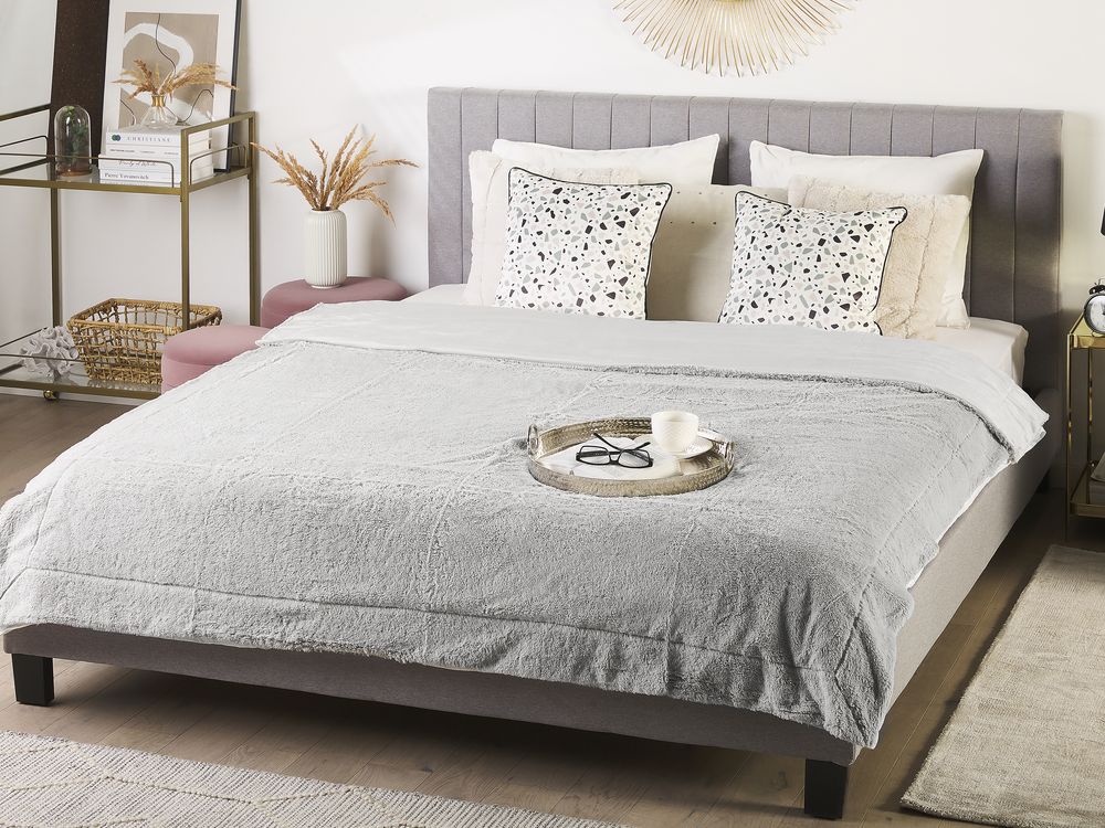 Coperta copriletto plaid Grigio chiaro Peluche 180 x 200 cm soffice Camera da letto