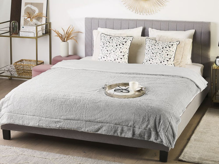 Coperta copriletto plaid Grigio chiaro Peluche 180 x 200 cm soffice Camera da letto