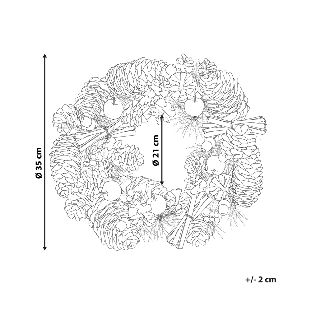 Corona Di Natale Verde Materiale Sintetico Legno Pigne Design Tradizionale Rotondo 35 cm