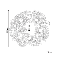 Corona Di Natale Verde Materiale Sintetico Legno Pigne Design Tradizionale Rotondo 35 cm