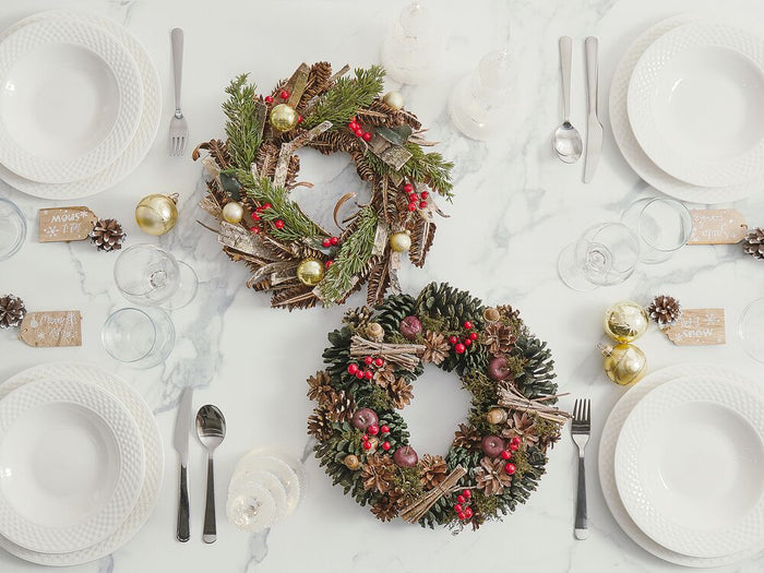 Corona Di Natale Verde Materiale Sintetico Legno Pigne Design Tradizionale Rotondo 35 cm