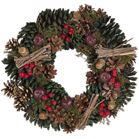 Corona Di Natale Verde Materiale Sintetico Legno Pigne Design Tradizionale Rotondo 35 cm