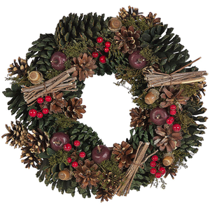 Corona Di Natale Verde Materiale Sintetico Legno Pigne Design Tradizionale Rotondo 35 cm