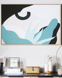 Quadro su tela con cornice Stampa a tema botanico dorato e Nero Foglia di palma 93 x 63 cm Decorazione murale moderna