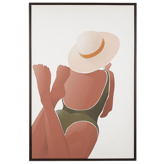 Quadro su tela con cornice Stampa donna marrone e bianco Corpo femminile 63 x 93 cm Decorazione murale moderna