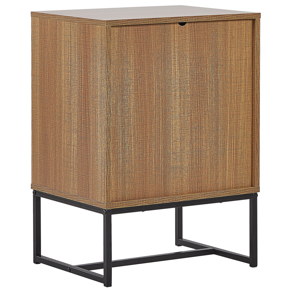 Comodino in legno chiaro con gambe in metallo bianco Mobiletto piccolo 69 x 49 cm Comodino moderno Mobili per camera da letto tradizionali