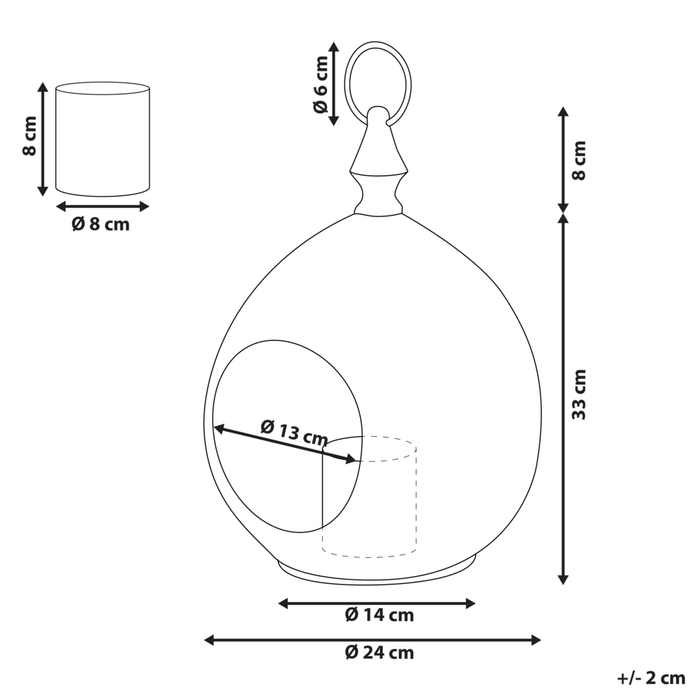 Lanterna in metallo dorato 33 cm con portacandele in vetro traforato orientale Boho