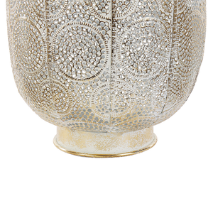 Lanterna in metallo dorato 30 cm con portacandele in vetro traforato orientale Boho