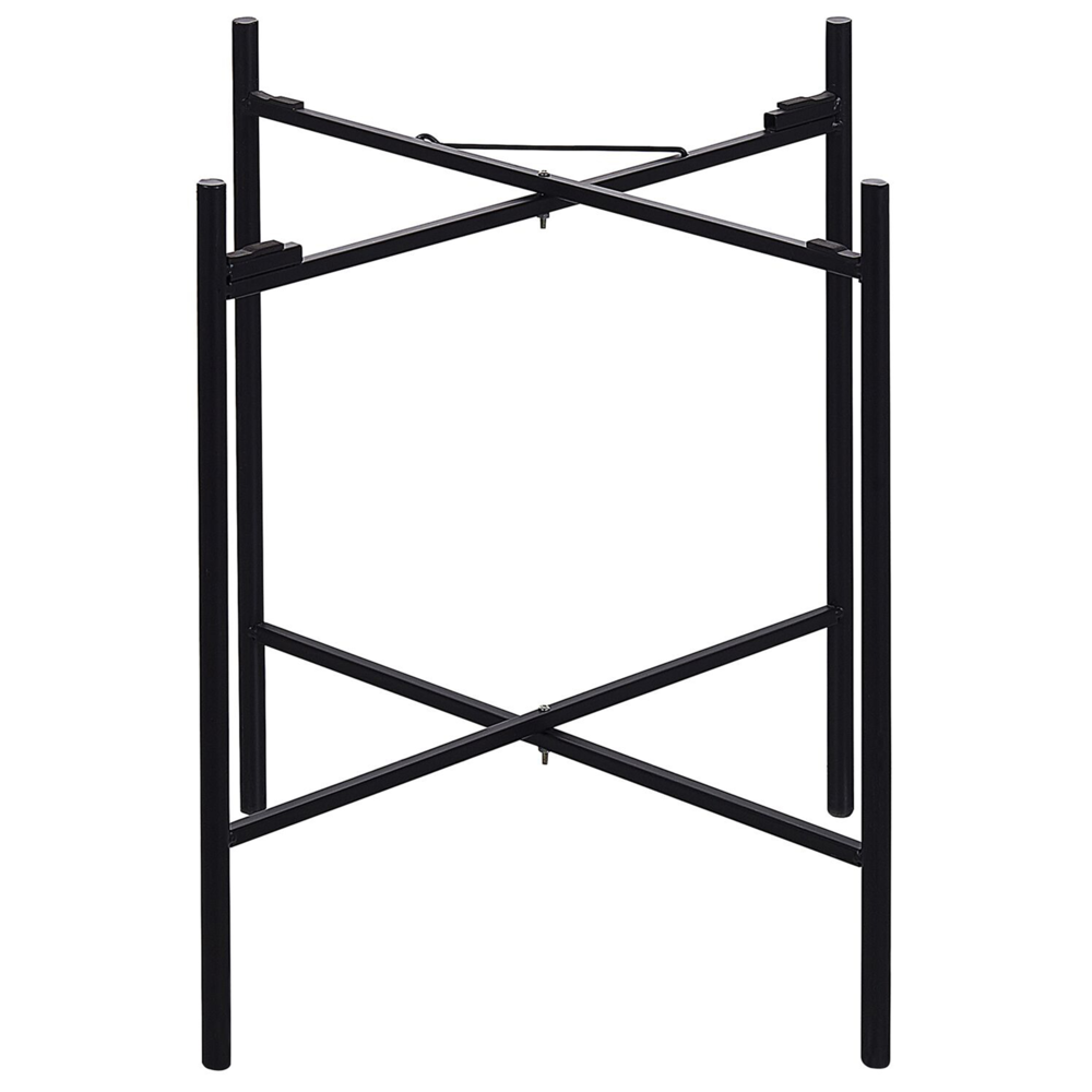 Tavolino in metallo Nero gambe pieghevoli in rattan chiaro piano staccabile rotondo Boho