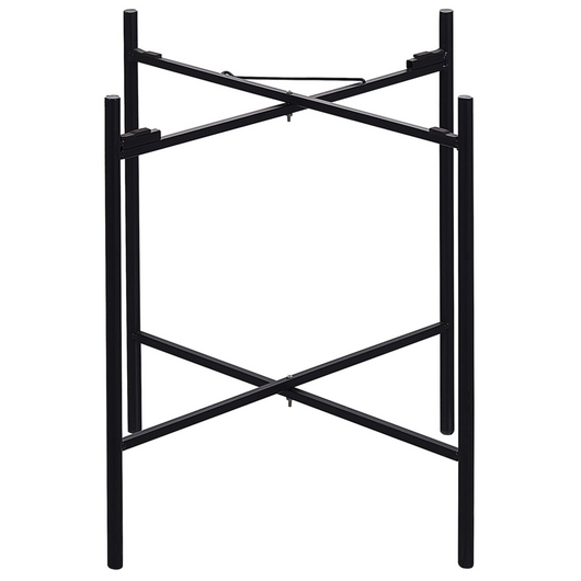 Tavolino in metallo Nero gambe pieghevoli in rattan chiaro piano staccabile rotondo Boho