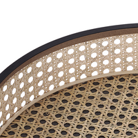 Tavolino in metallo Nero gambe pieghevoli in rattan chiaro piano staccabile rotondo Boho